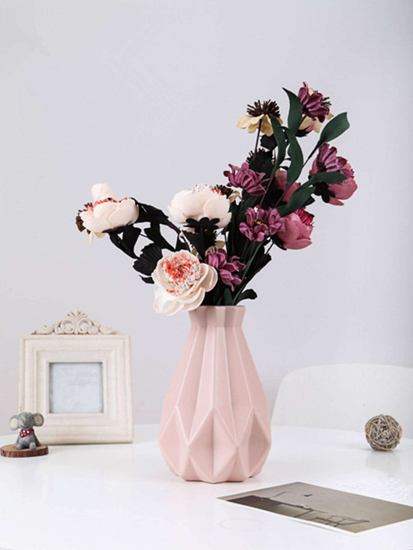 1 pieza Florero con textura de plástico - Rosa - Ver 1