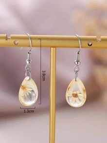 Nooxian Flower Detail Water Drop Earrings - Multicolor - View 4