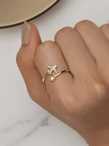 ESBERRY 方晶鋯石飛機裝飾純銀開口戒指