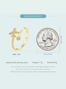 ESBERRY 方晶鋯石飛機裝飾純銀開口戒指