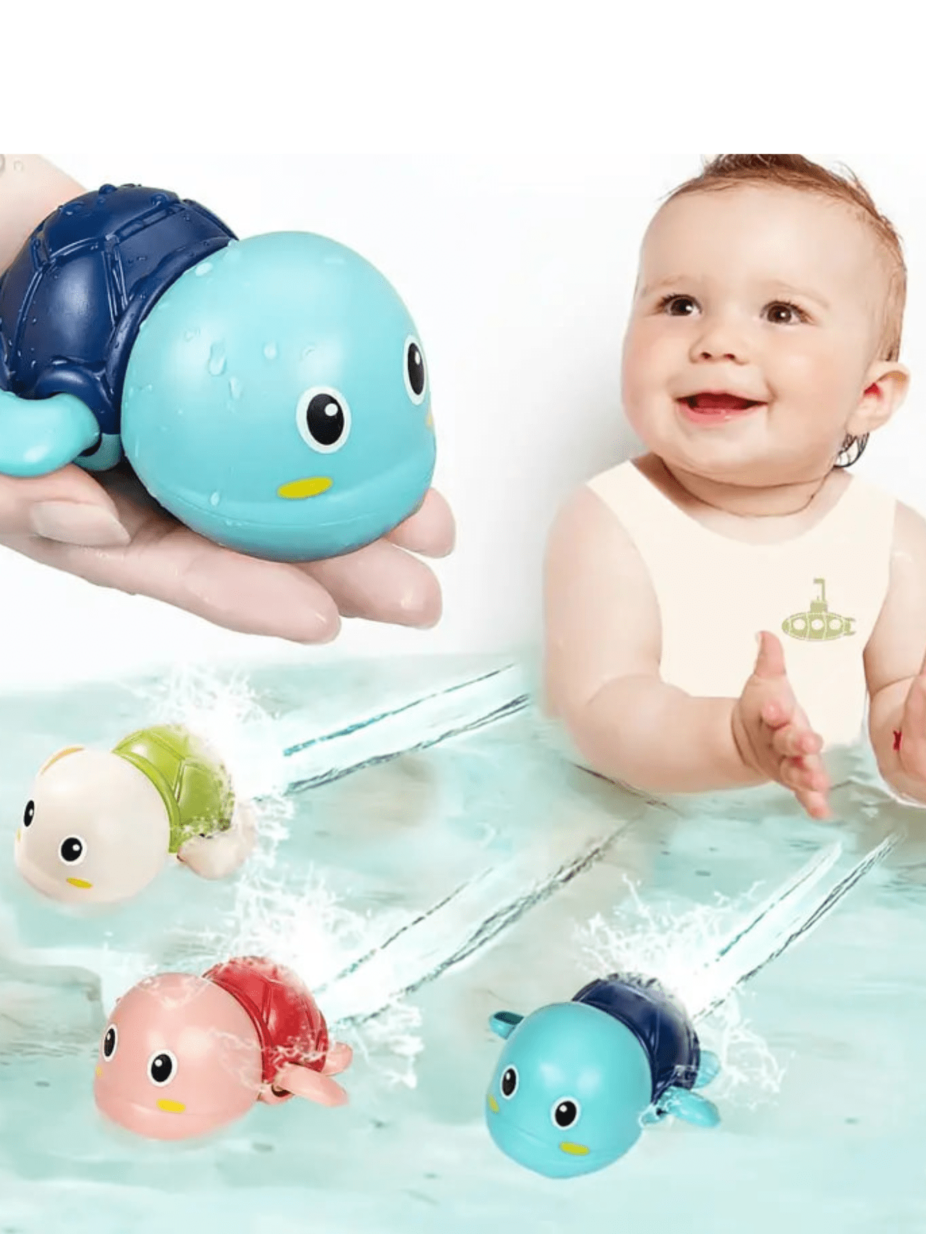 1pc Turtle Bath Toy Toddler Toys Wind-up Swimming Floating Water Toy