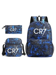 Mochilas De 3 Piezas De Cristiano Ronaldo Para Niños Y Niñas - Azul Marino - Ver 1