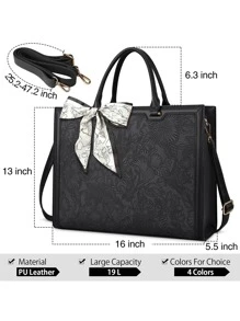 Laptop Bag For Women 15.6 Inch Laptop Tote Bag Waterproof Leather Computer Tote Bag Business Lightweight Office Briefcase Large Capacity Handbag Shoulder Bag - Black - View 3