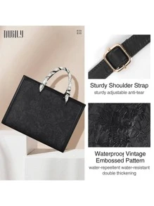 Laptop Bag For Women 15.6 Inch Laptop Tote Bag Waterproof Leather Computer Tote Bag Business Lightweight Office Briefcase Large Capacity Handbag Shoulder Bag - Black - View 8