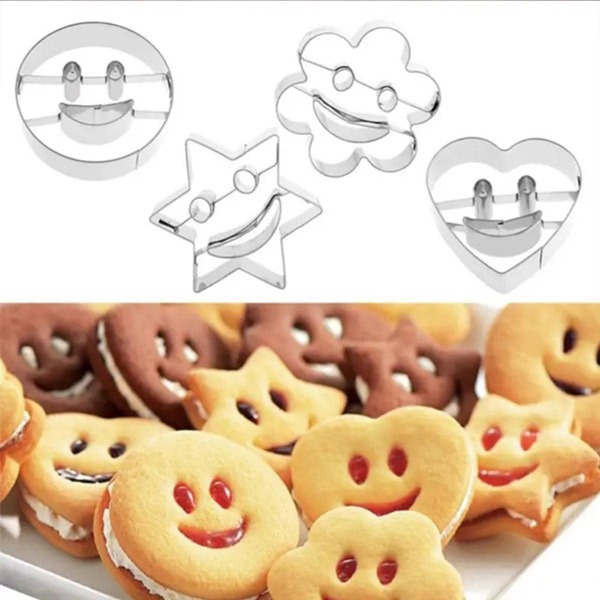 4 Peças Fôrma de Biscoito em Aço Inoxidável
