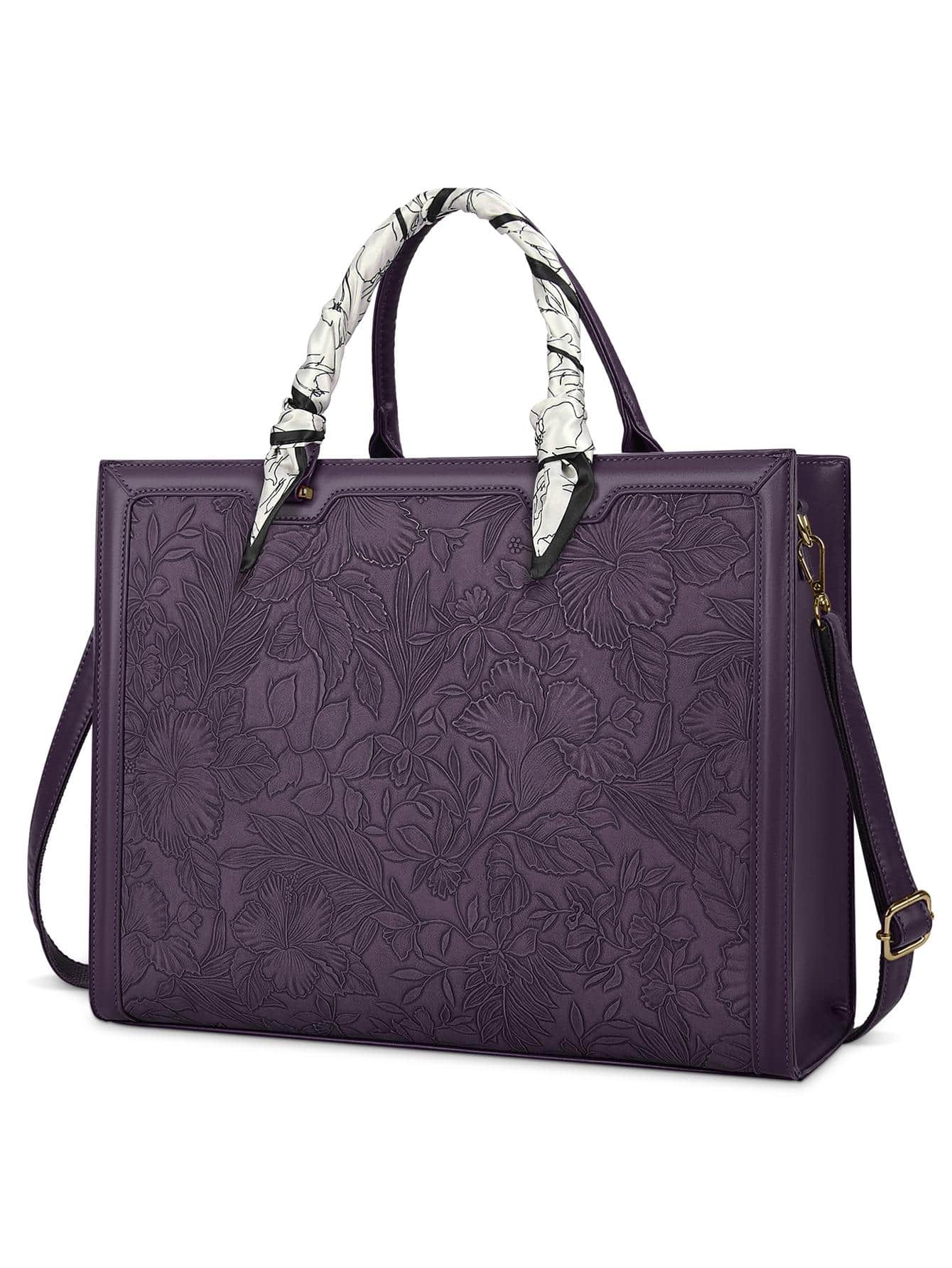 Laptop Bag For Women 15.6 Inch Laptop Tote Bag Waterproof Leather Computer Tote Bag Business Lightweight Office Briefcase Large Capacity Handbag Shoulder Bag - Purple - View 1