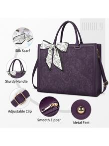 Laptop Bag For Women 15.6 Inch Laptop Tote Bag Waterproof Leather Computer Tote Bag Business Lightweight Office Briefcase Large Capacity Handbag Shoulder Bag - Purple - View 4