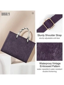 Laptop Bag For Women 15.6 Inch Laptop Tote Bag Waterproof Leather Computer Tote Bag Business Lightweight Office Briefcase Large Capacity Handbag Shoulder Bag - Purple - View 8