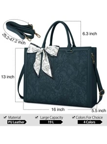 Laptop Bag For Women 15.6 Inch Laptop Tote Bag Waterproof Leather Computer Tote Bag Business Lightweight Office Briefcase Large Capacity Handbag Shoulder Bag - màu xanh lá - Xem 3