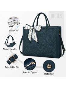 Laptop Bag For Women 15.6 Inch Laptop Tote Bag Waterproof Leather Computer Tote Bag Business Lightweight Office Briefcase Large Capacity Handbag Shoulder Bag - màu xanh lá - Xem 4