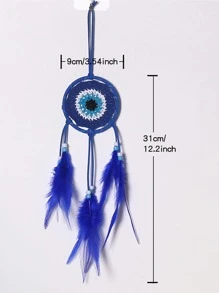 1入組人造羽毛裝飾捕夢網 - 藍色 - 查看 5