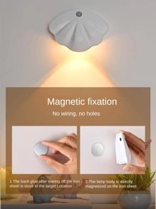 1pc Plastic Night Light, Modern Shell Design Wall Mounted Lamp For Home - White - View 7