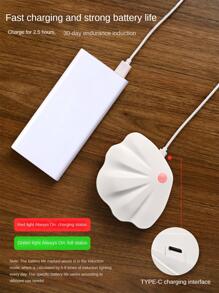 1pc Plastic Night Light, Modern Shell Design Wall Mounted Lamp For Home - White - View 5