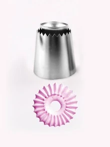 Romeo-punta decorativa de acero inoxidable para galletas, herramienta para hornear, cocina, bricolaje, boca, crema, pastel, 1 pieza - Plateado - Ver 3