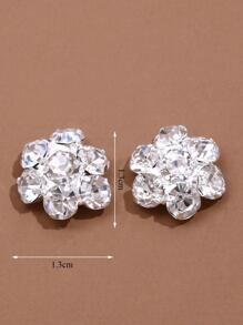 2pcs Fashionable Silver Rhinestone Flower Cleavage Petals - Silver - View 4