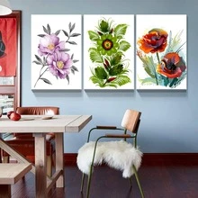 3 Piece Canvas Wall Art - Botanical Prints Wildflower Prints Floral Wall Decor for Living Room Bedroom Decoration, Stretched and Framed Ready to Hang - Artwork-01 - View 3