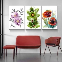 3 Piece Canvas Wall Art - Botanical Prints Wildflower Prints Floral Wall Decor for Living Room Bedroom Decoration, Stretched and Framed Ready to Hang - Artwork-01 - View 4