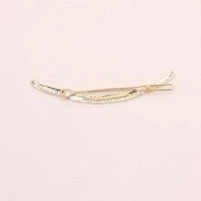 1pc Ladies' Hair Accessory In Style Metallic Gold Tone Hair Clip Shaped Like Alphabetic Letter 'one' - Gold - View 3