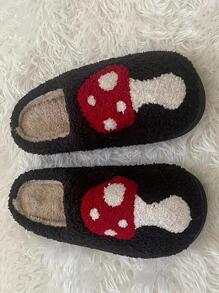 Dép Đi Trong Nhà Preppy Cho Nữ, Dép Đi Trong Nhà Ấm Áp Họa Tiết Hình Nấm Hoạt Hình - Nhiều màu - Xem 3