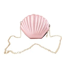 Túi đeo vai đính sequin thời trang cho nữ, túi xách da PU hình vỏ sò dễ thương, ví mini mùa hè. - Hồng - Xem 3