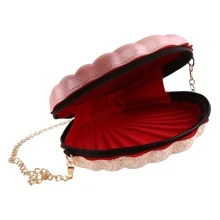 Túi đeo vai đính sequin thời trang cho nữ, túi xách da PU hình vỏ sò dễ thương, ví mini mùa hè. - Hồng - Xem 6