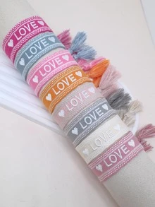 Vòng tay trang trí tua thêu chữ cái - Màu vàng - Xem 5