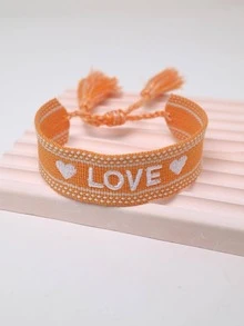 Vòng tay trang trí tua thêu chữ cái - Màu vàng - Xem 3