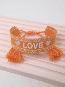 Vòng tay trang trí tua thêu chữ cái - Màu vàng - Xem 1