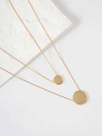 1 pieza Collar a capas redondo con diseño de disco largo para mujeres chica diariamente festival regalos