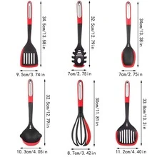 6 piezas Set utensilios de cocina de silicona - Rojo - Ver 3