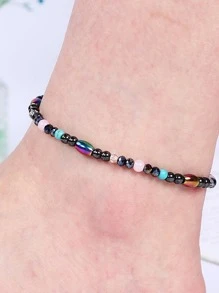 Vòng chân đính cườm đá 1 cái - Nhiều màu - Xem 7