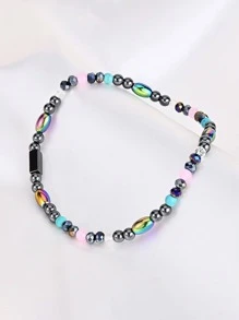 Vòng chân đính cườm đá 1 cái - Nhiều màu - Xem 1