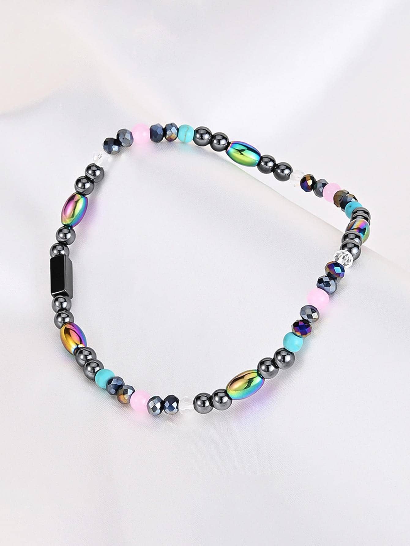 Vòng chân đính cườm đá 1 cái - Nhiều màu - Xem 1