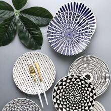 1pc Geometric Pattern Plate - Multicolor - View 9