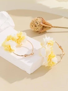 Pendientes de aro con diseño de flor - Amarillo - Ver 3