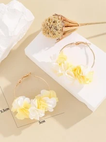 Pendientes de aro con diseño de flor - Amarillo - Ver 1