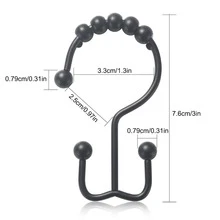 12 piezas Gancho para cortina de ducha con diseño de cuenta - Negro - Ver 2