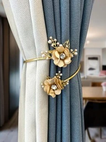 1入組花和水鑽裝飾窗簾擋板