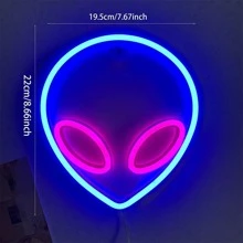 1 pieza Letrero de neón LED de plástico colgante neón modernista con extraterrestre diseño para casa - Multicolor - Ver 2
