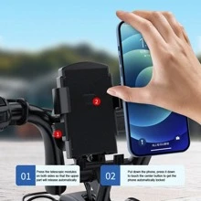 通用單車手機支架自行車手機架摩托車支架座山地車車把手機夾 - 黑色 - 查看 4