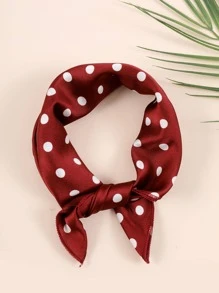 波點圖案方巾 - 酒紅色 - 查看 1