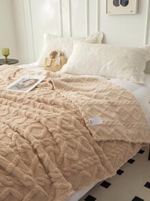 Bộ 1 Mền chần bông hình học, Chăn ngủ vải kaki dệt giữ nhiệt, Home - Màu Khaki - Xem 1