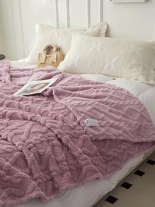 1pc Solid Color Blanket, Minimalist Plain Woven Fabric Multi-size Warm Keeping Blanket For Home, All Season - Purple - View 4