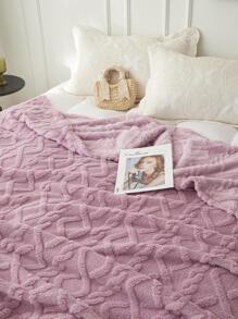 1pc Solid Color Blanket, Minimalist Plain Woven Fabric Multi-size Warm Keeping Blanket For Home, All Season - Purple - View 8