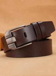 1pc Lnrueg Coffee Simple Pin Buckle Waist Band Faux Leather Belt Vintage  Jeans Belt Single Prong Buckle Belt for Men - Gun Black - View 10