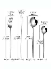 4入組不銹鋼餐具套裝 - 銀色 - 查看 2