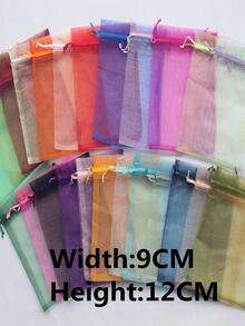 50入組金色透明緞帶絲袋,適用於聖誕節禮物包裝、糖果包裝、婚禮、派對、糖果包裝,尺寸9公分寬乘12公分長 - 金色 - 查看 4