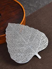 1pc Stainless Steel Tea Strainer, Modern Leaf Shaped Tea Strainer For Home Back To School - Silver - View 2