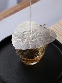 1pc Stainless Steel Tea Strainer, Modern Leaf Shaped Tea Strainer For Home Back To School - Silver - View 5