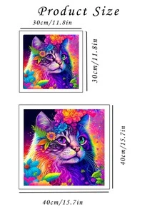 1套ABS DIY鑽石現代貓樣式DIY無框鑽石畫